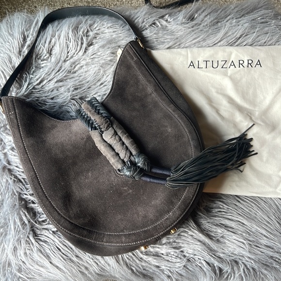 🤠 Altuzarra Genuine Leather Trimmed Suede Hobo - Picture 1 of 7